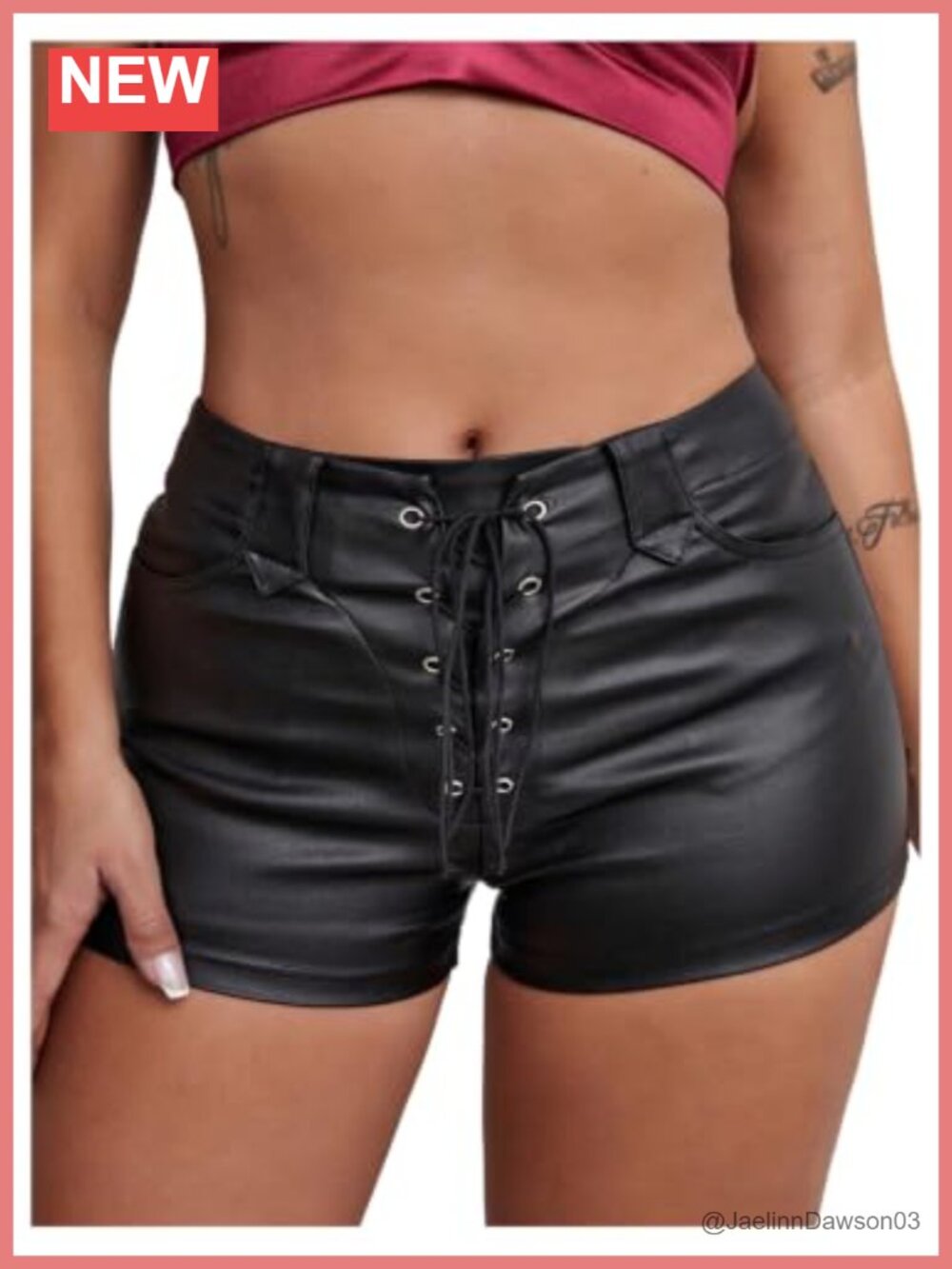 Plus Size Faux Leather Lace Up Mini Shorts Y2K Rave Concert